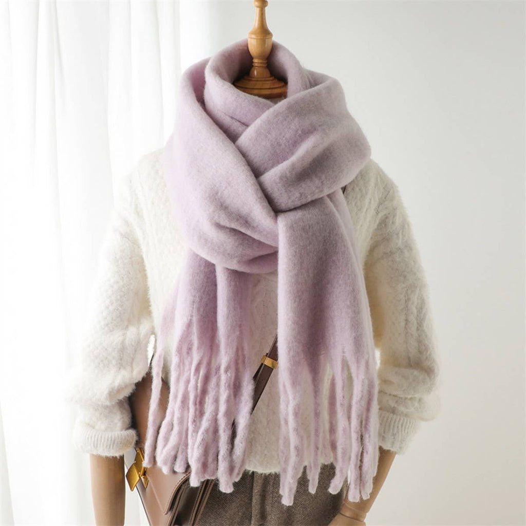 Green Mohair Tassel Scarf for Winter(OS)