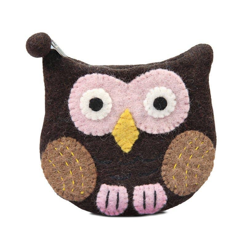 Aqua Owl Face Shaped Coin Purse