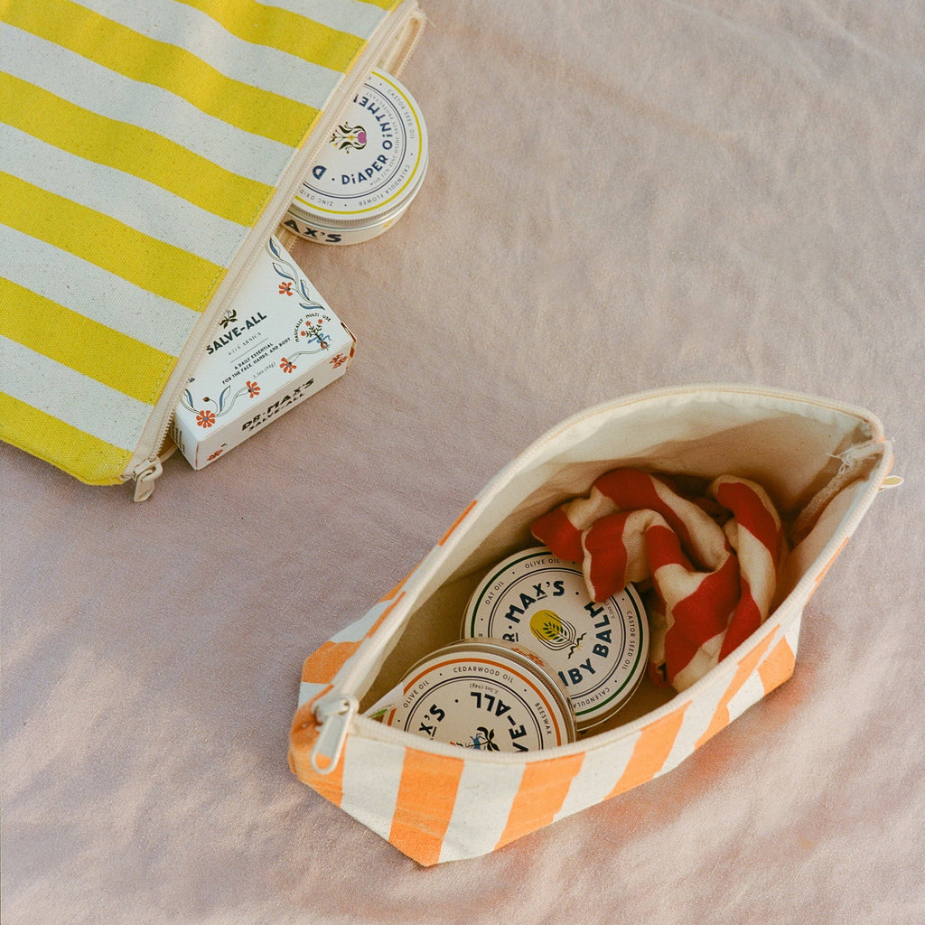 Organic Cotton Zipper Bags - Blue