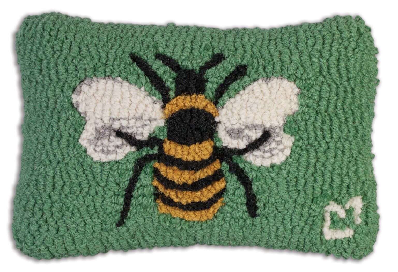 Honey Bee Hand Hooked Wool Pillow — 8 x 12 inch