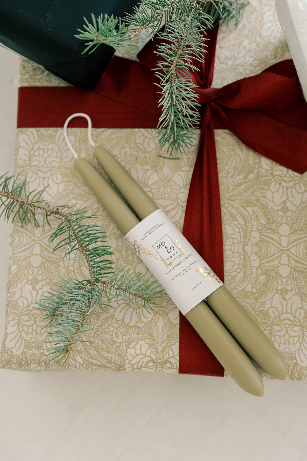 Bayberry | Dipped Beeswax Taper Candles – 10” | Pair