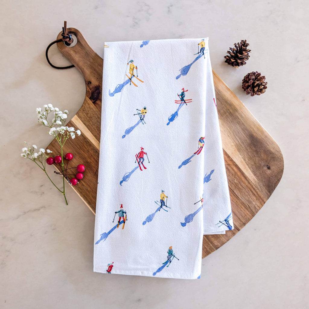 Skiers Tea Towel | Apres Ski Winter Holiday Kitchen Towel