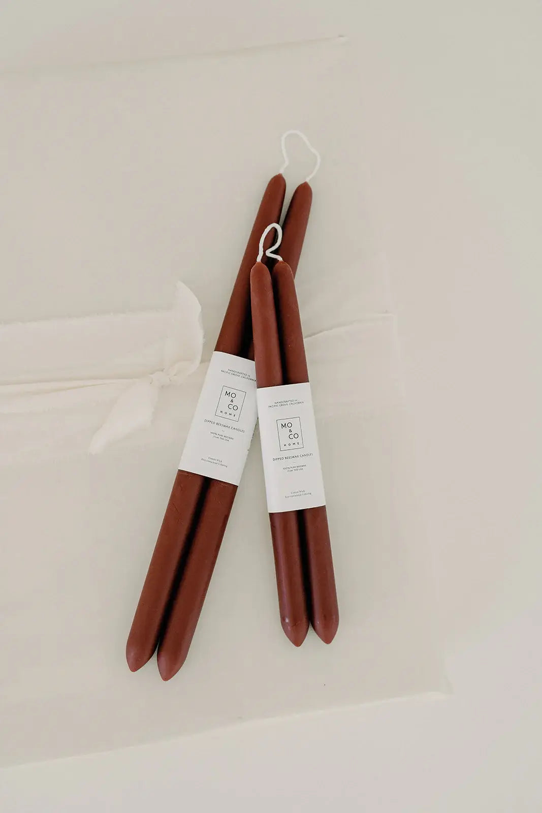 Berry Red | Dipped Beeswax Taper Candles – 14” | Pair