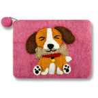 Purple Felted Cute Dog Coin Purse