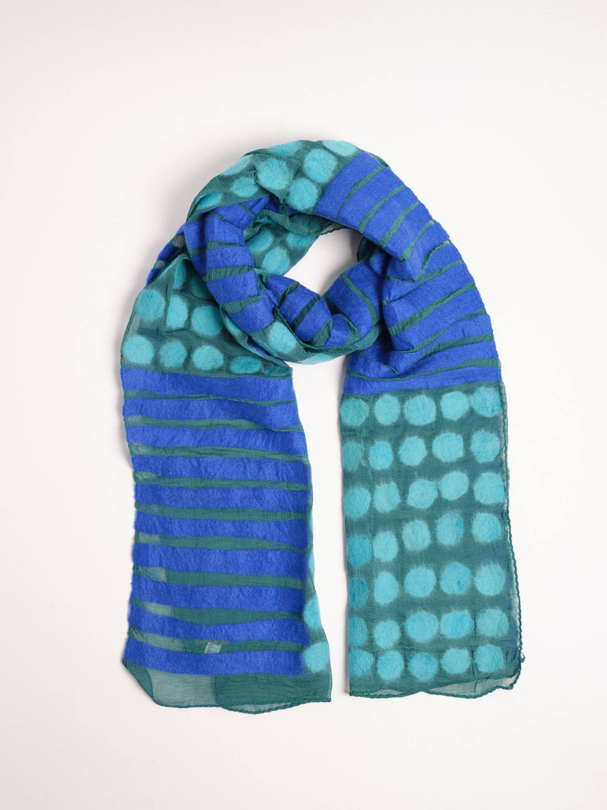 Dots & Stripes Felt-Silk: Black scarf