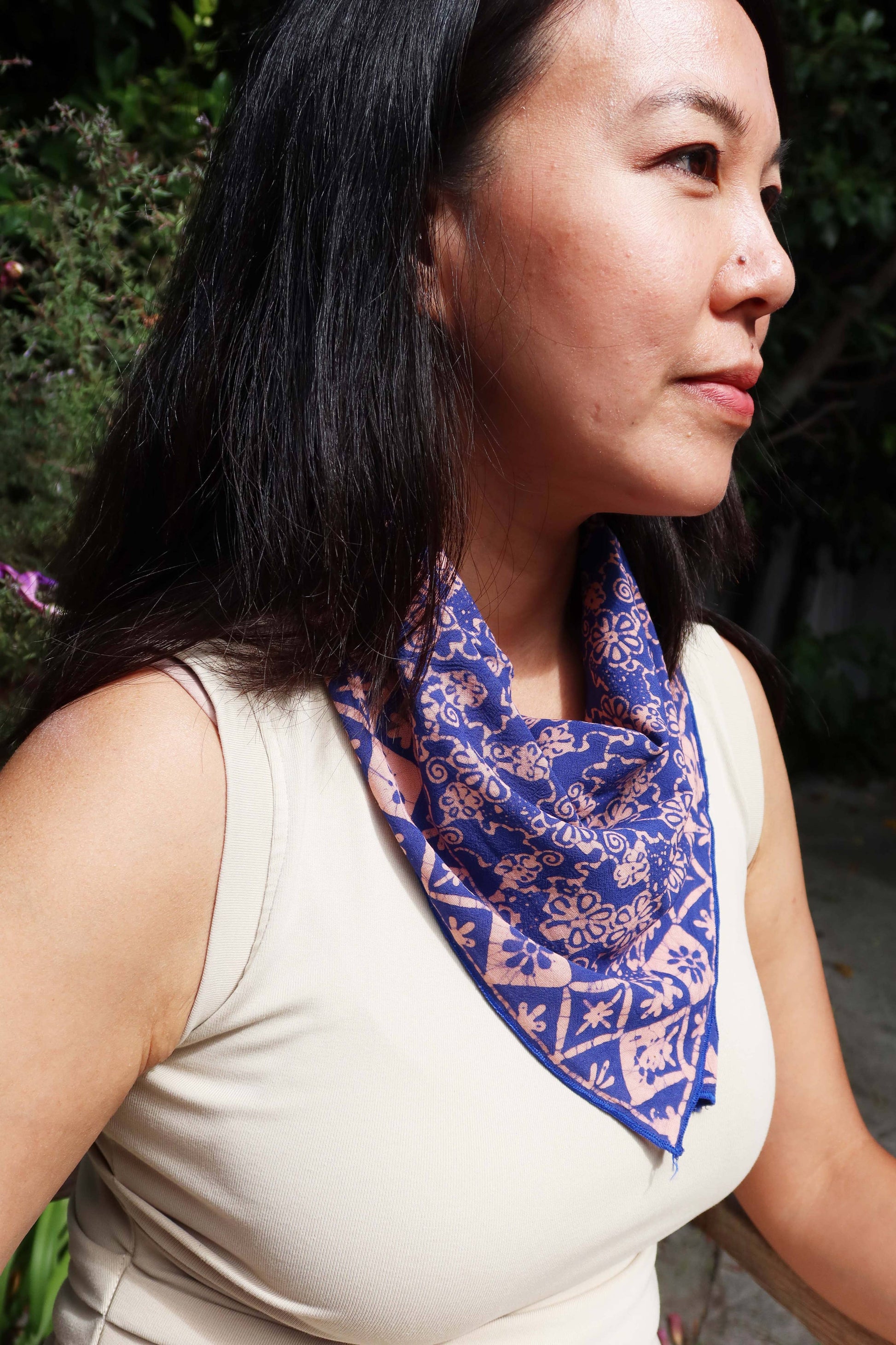Batik Bandana – Pink Blue | Mangosteen Pattern