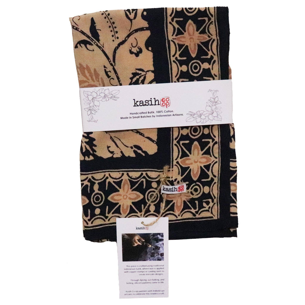 Batik Bandana Woven Meadow, Cream Blue, 100% Cotton, Hand Dyed Hair Cover Scarf
