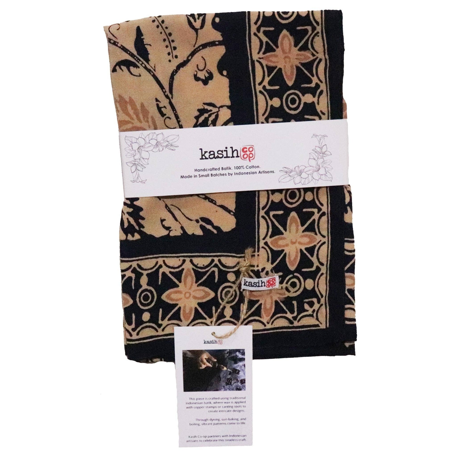 Batik Bandana Woven Meadow, Cream Blue, 100% Cotton, Hand Dyed Hair Cover Scarf