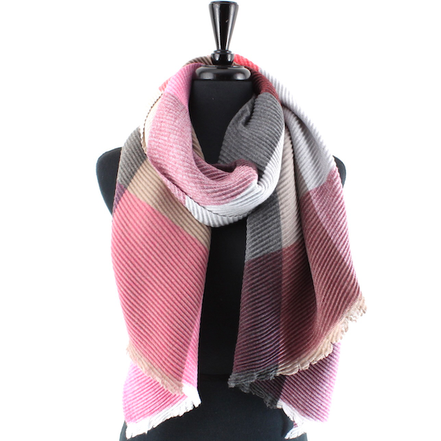 WHT/PK/BLK Merrymaking Pleated Scarf