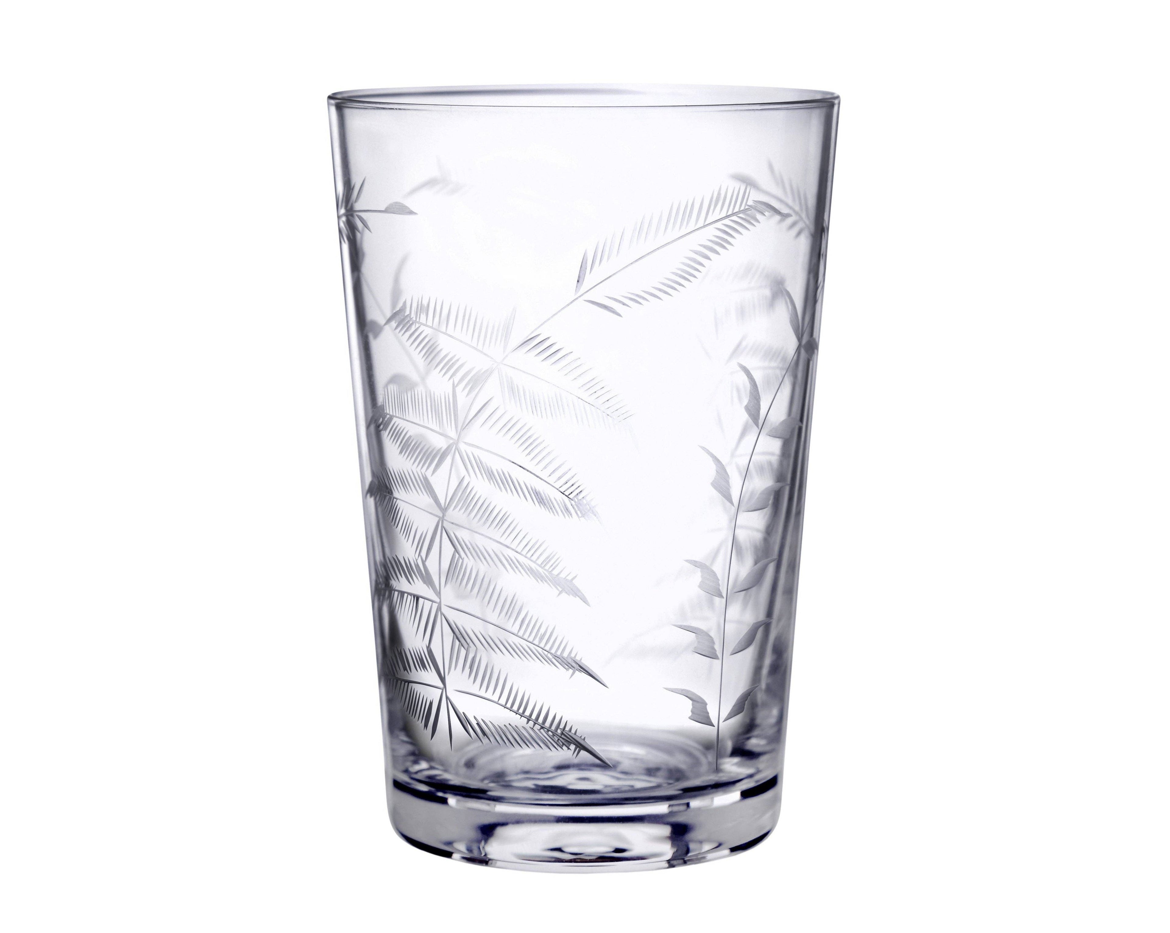 Pair Crystal Tumblers with Fern Design