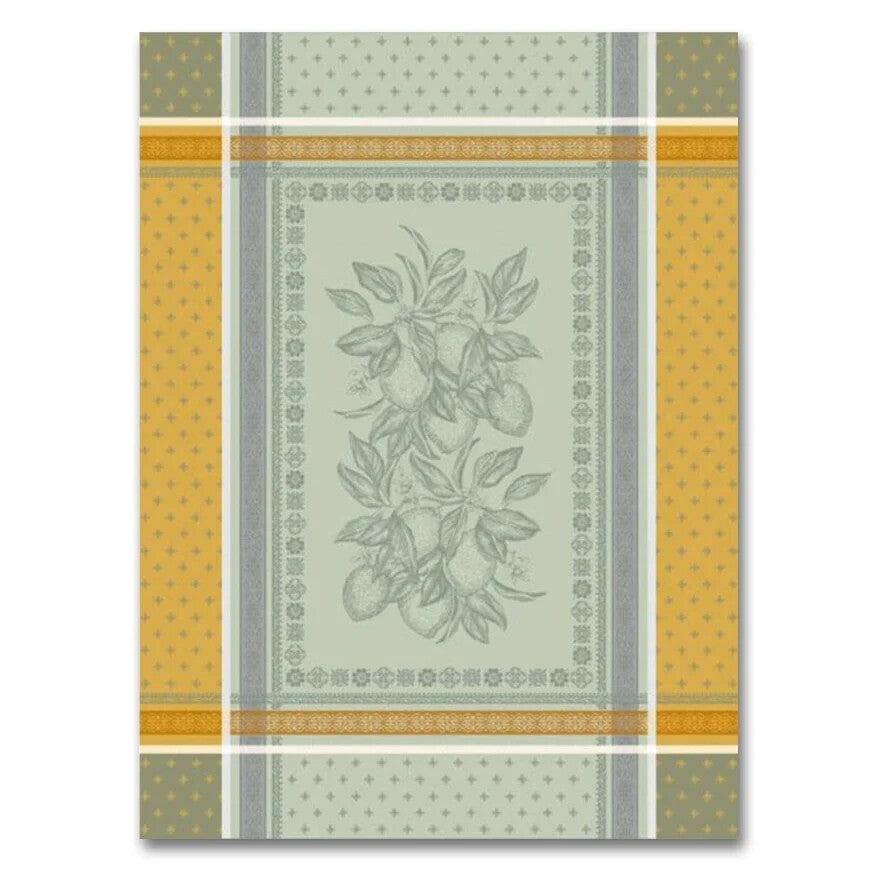 Tissus Toselli Cedrat Green & Yellow Jacquard Table Runner