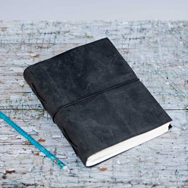 Large Buffalo Leather Elastic Tie Journal Notebook