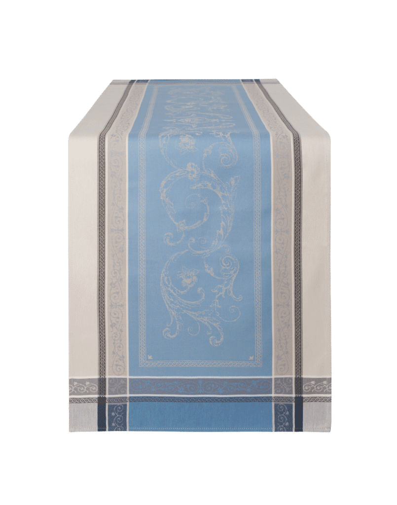 Tissus Toselli Versailles Ecru & Bleu Jacquard Table Runner