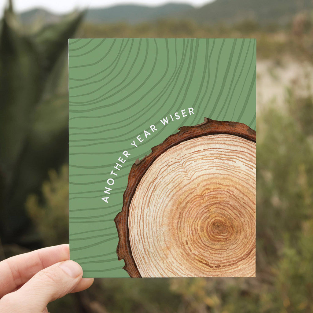 Wiser Birthday Card | Growing Older Tree Ring Nature Design: Single Card