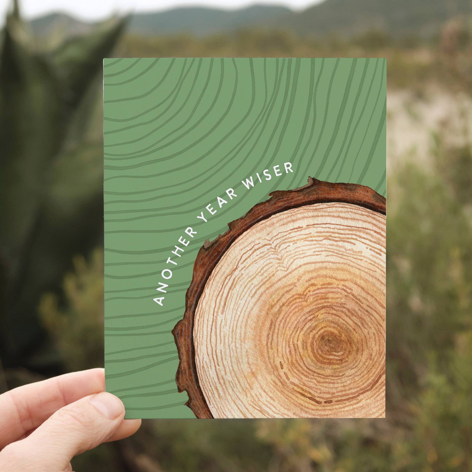 Wiser Birthday Card | Growing Older Tree Ring Nature Design: Single Card
