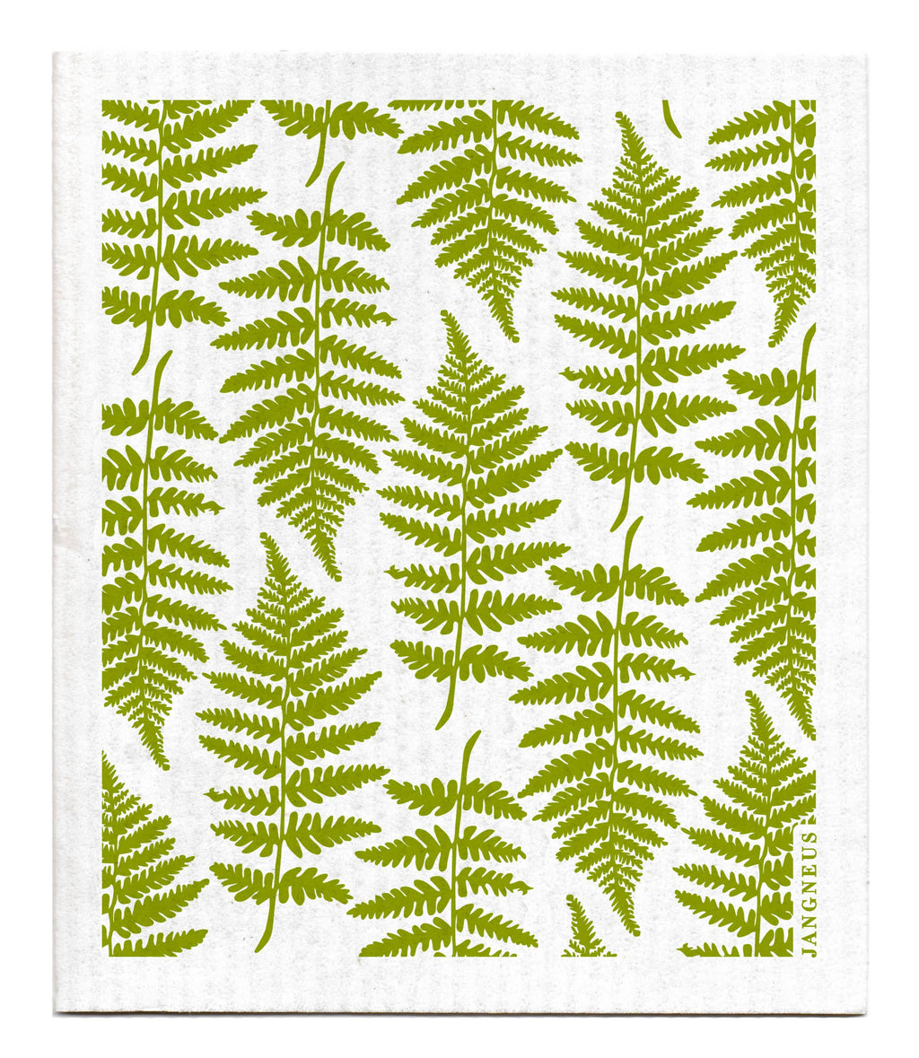 Green fern pattern on a white background