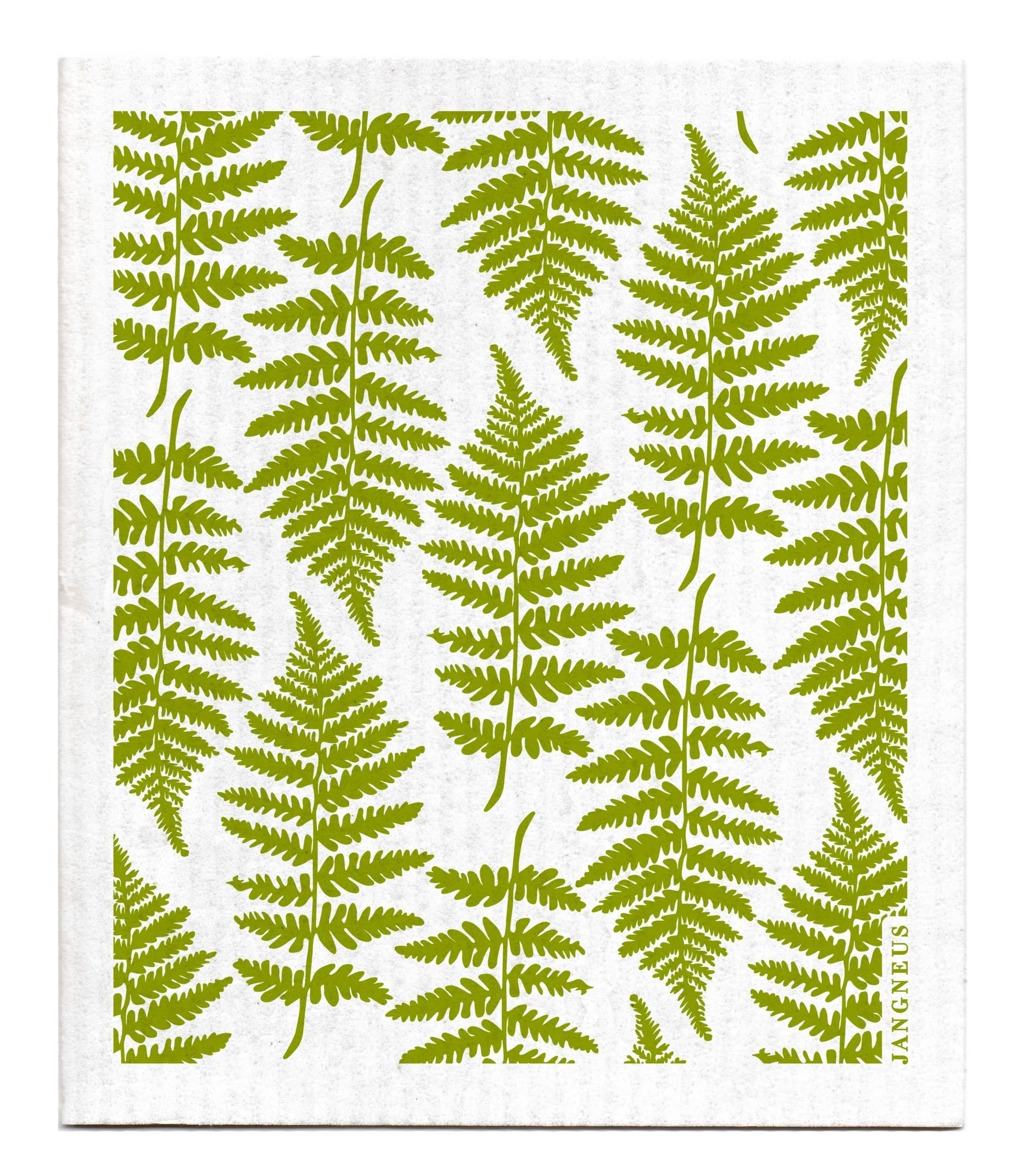 Green fern pattern on a white background