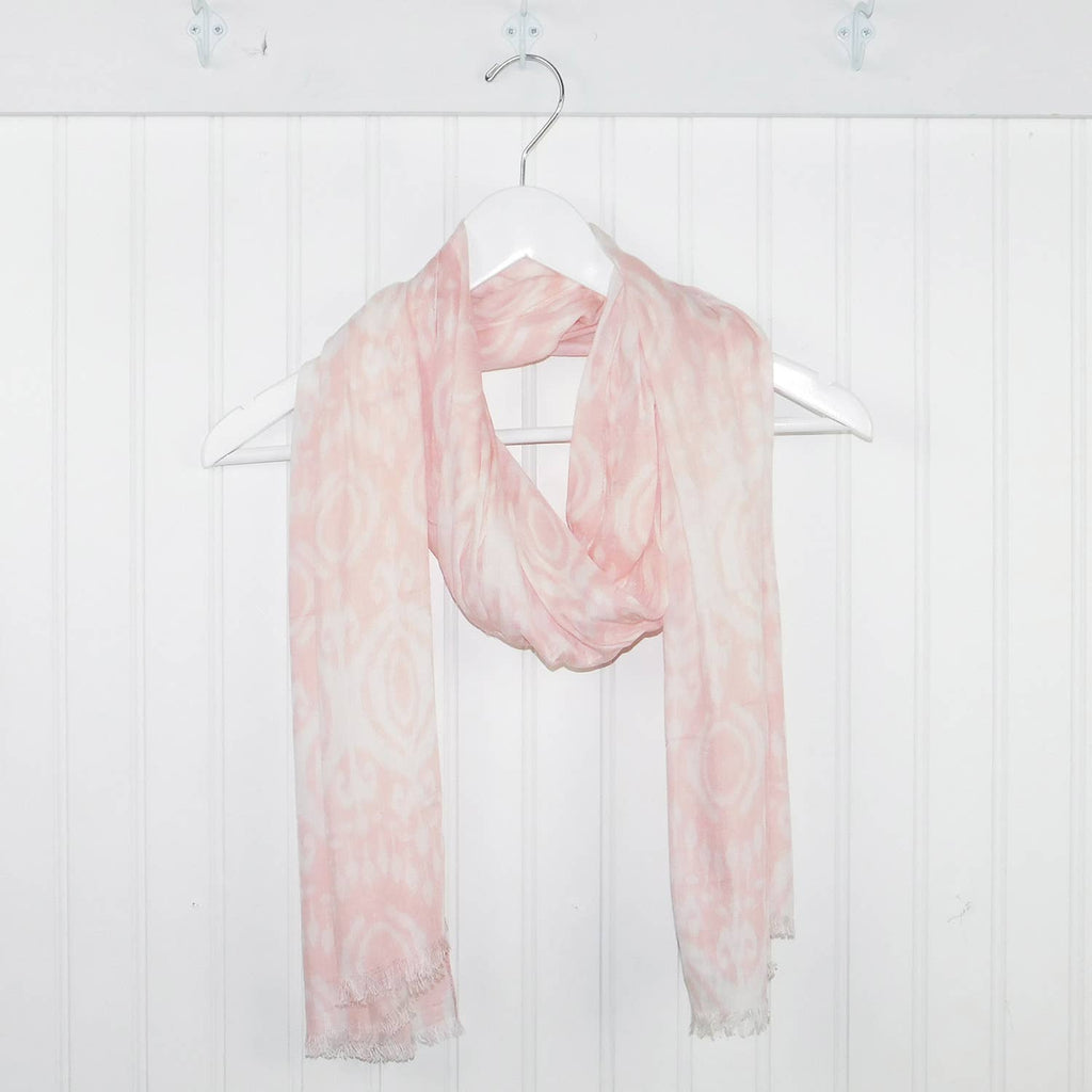 Pure Viscose Makahla Spring Feathered Edge Scarf for Women: Light Pink