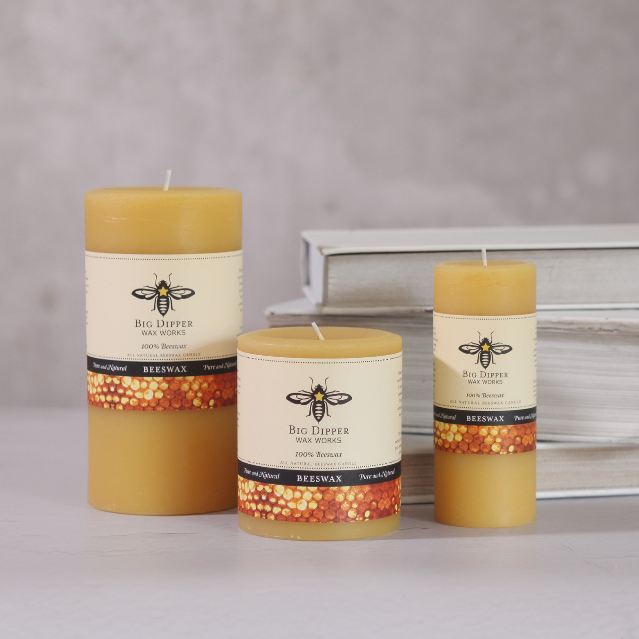 Pure Beeswax Pillar Candles | 3 Sizes