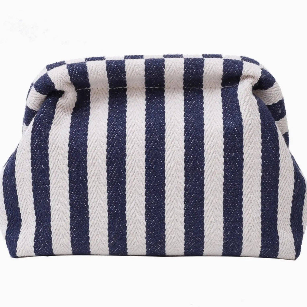 Navy Striped Makeup Pouch