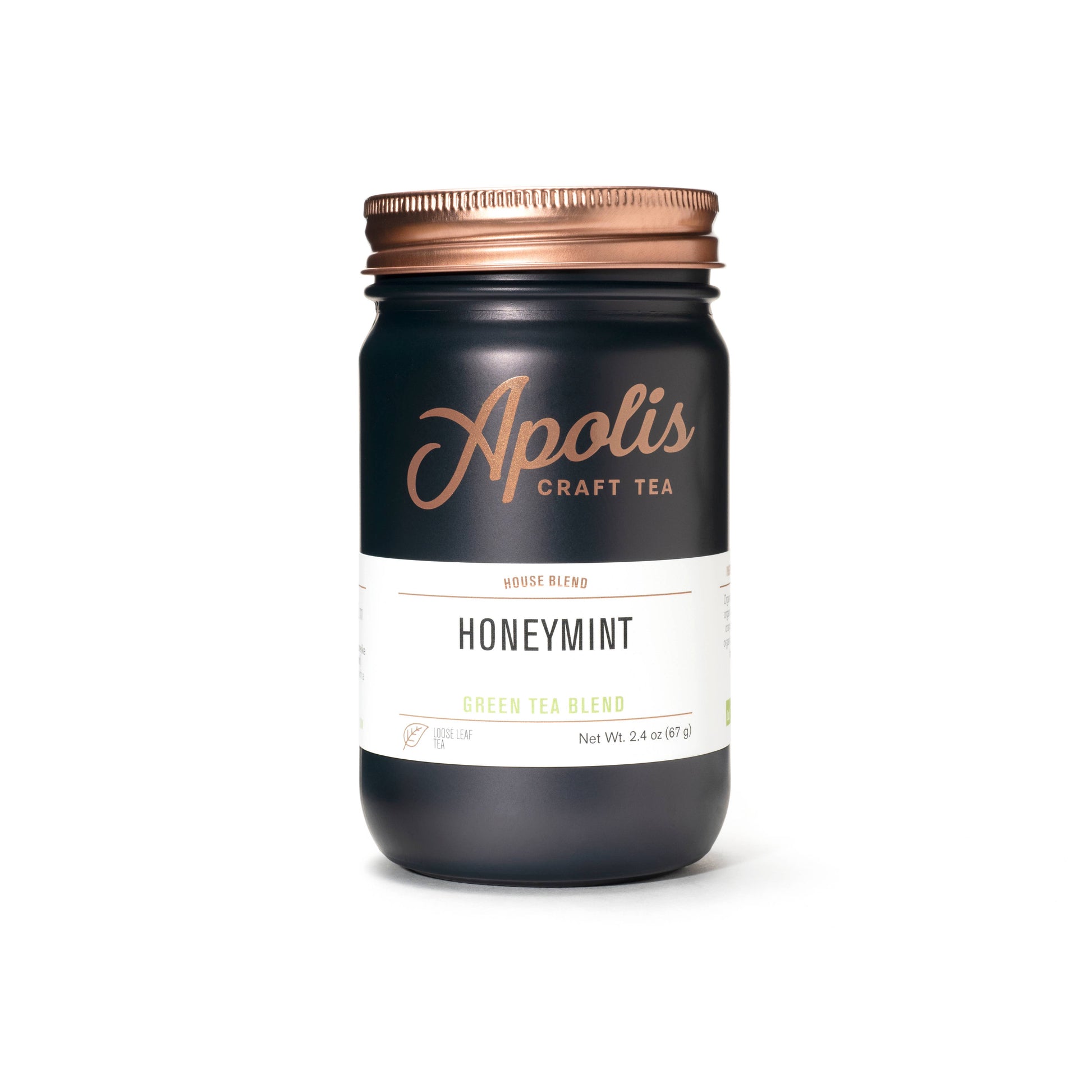 Apolis Honeymint tea jar on a white background