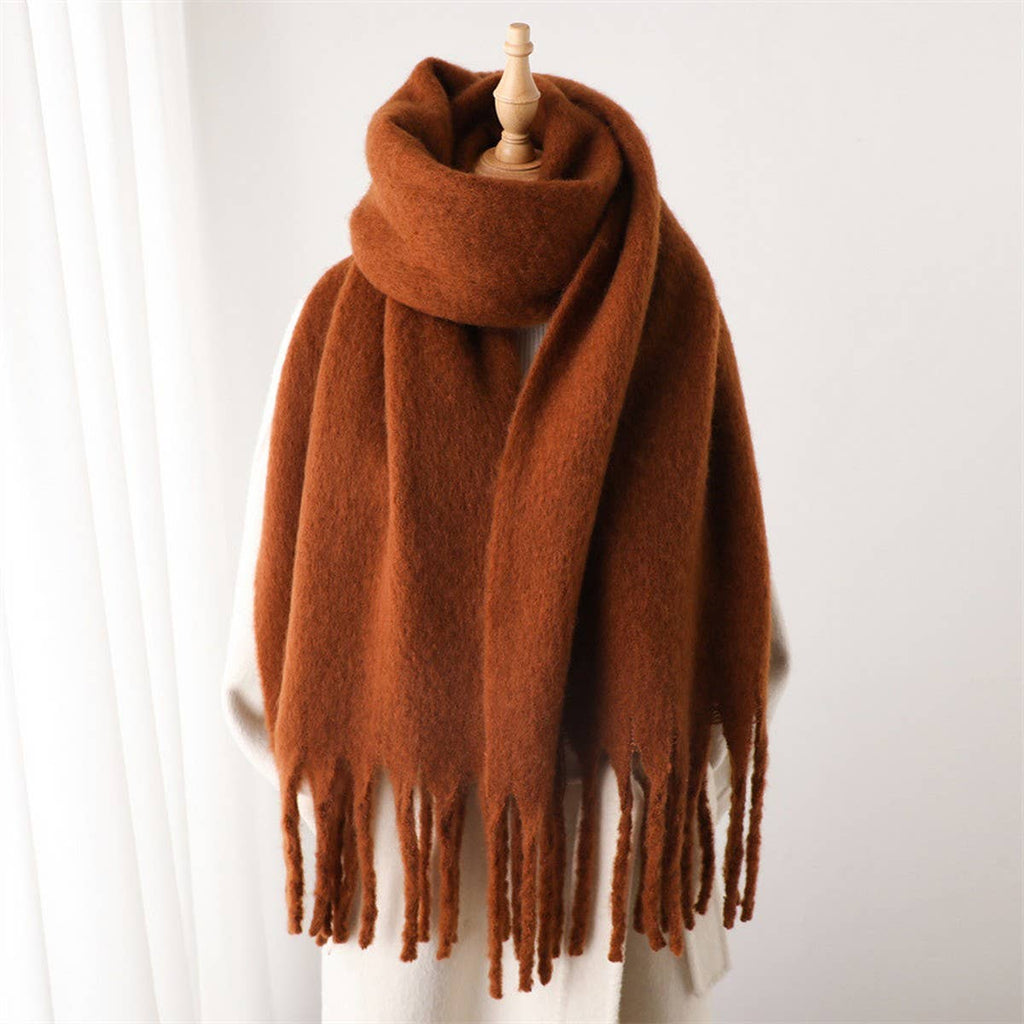 Green Mohair Tassel Scarf for Winter(OS)