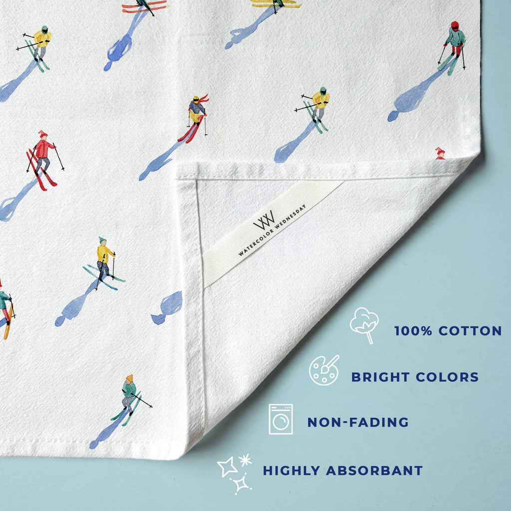 Skiers Tea Towel | Apres Ski Winter Holiday Kitchen Towel
