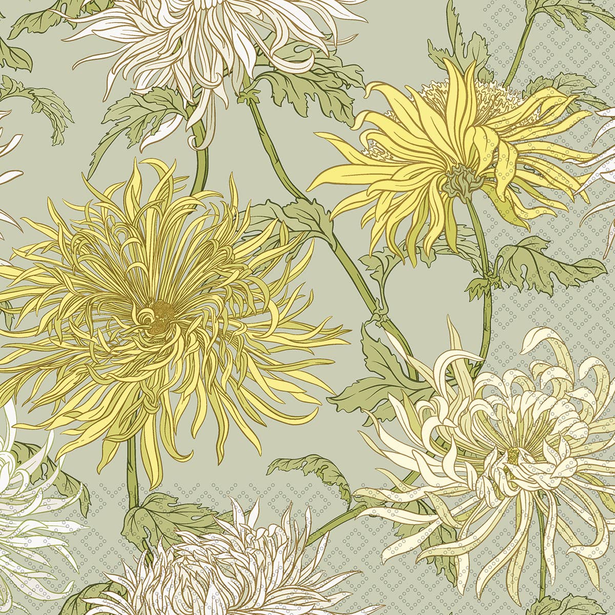 Chrysanthemum Paper Cocktail Napkins 20 Ct