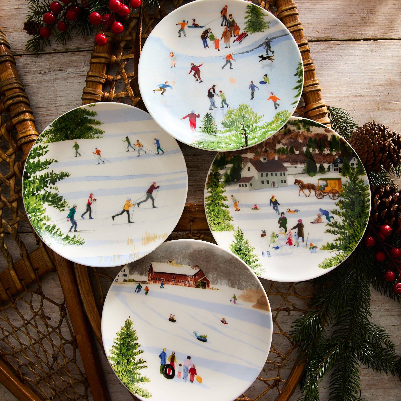 Caskata - Caskata X Felix Doolittle Winter Wonderland Plates, Set of 4