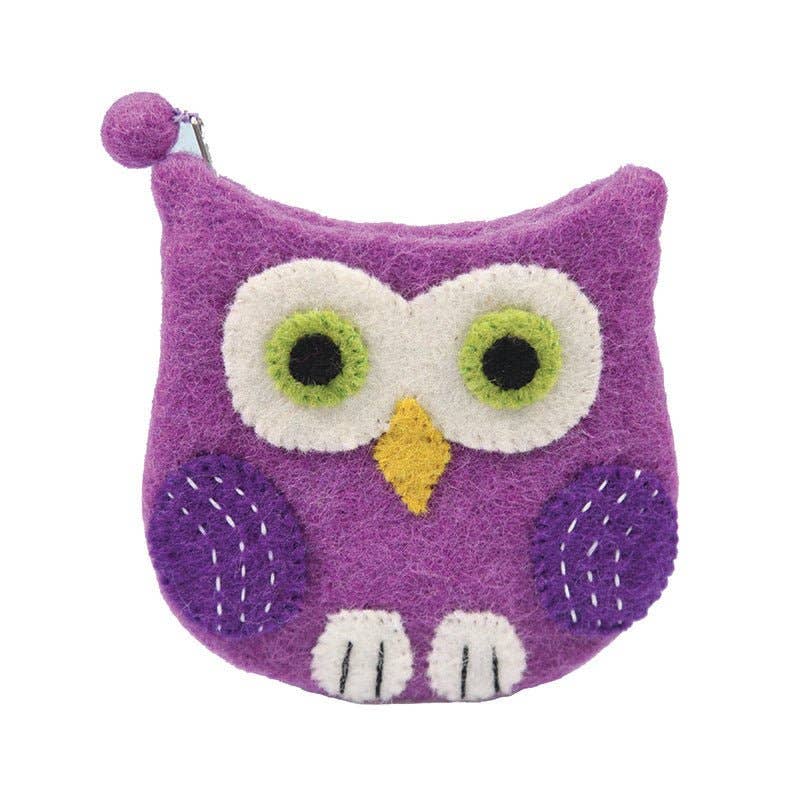 Blue Owl Face Shaped Coin Purse