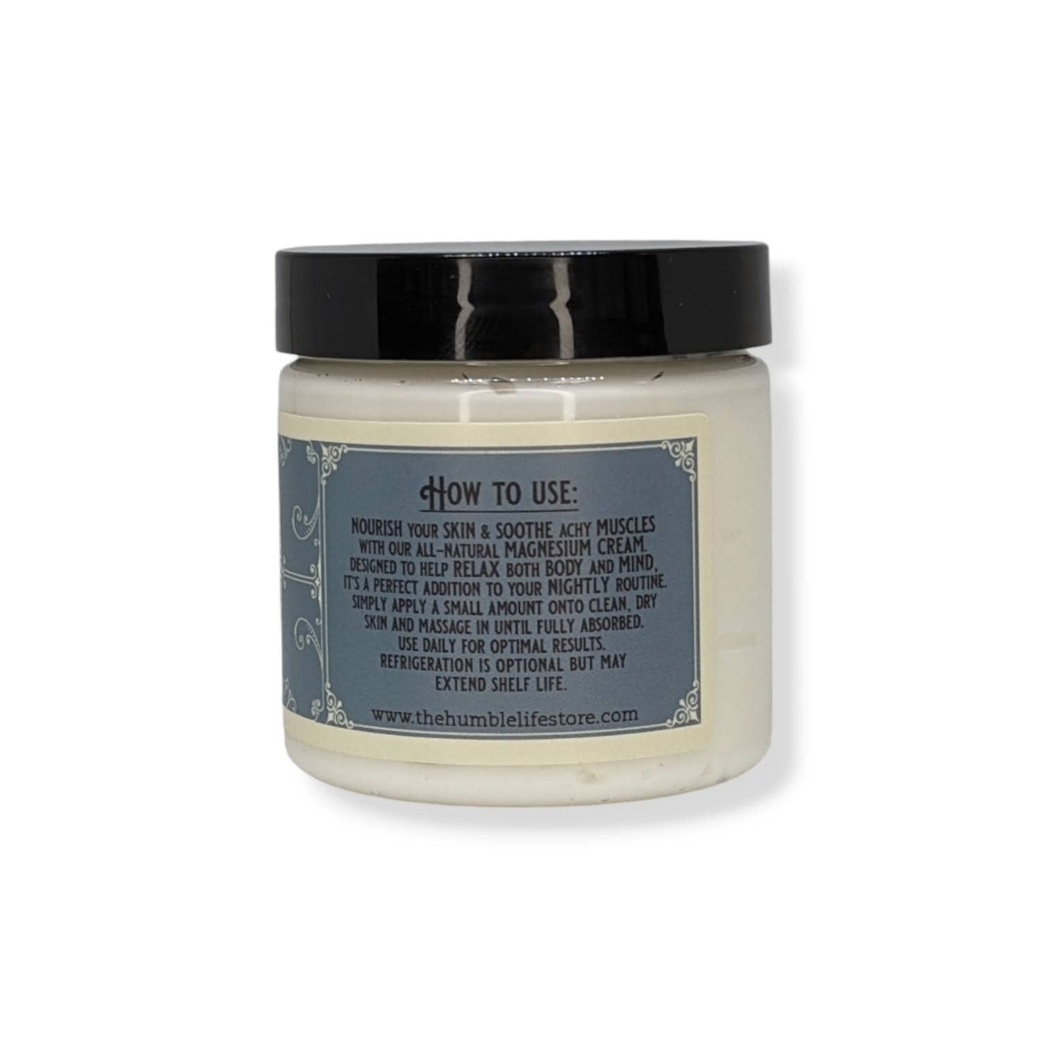 Jar of cream with a label on a white background