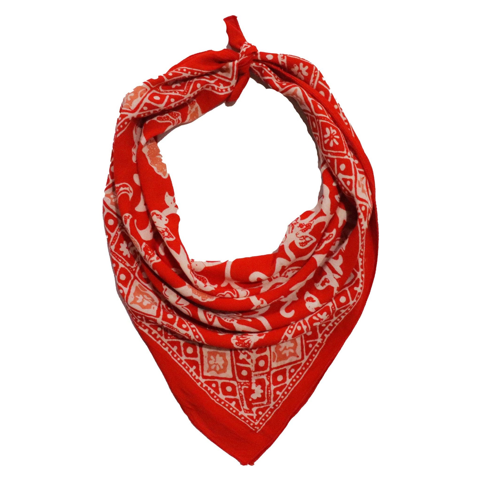 Batik Bandana, Fiery Flora, Red, Flower