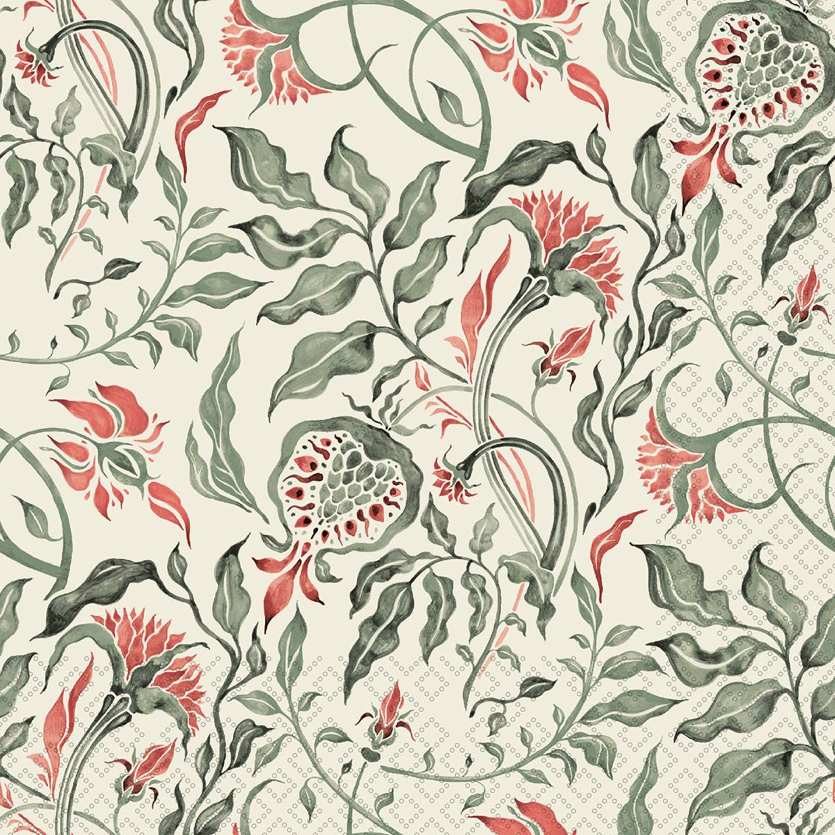 Royal Pattern Olive Paper Cocktail Napkins — Pack of 20