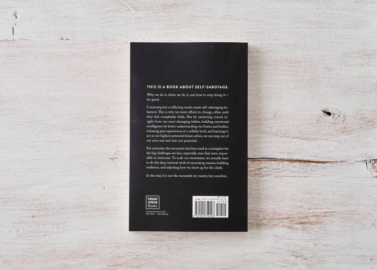 Back cover of a book on a wooden surface