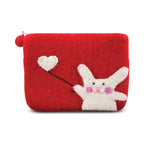 GreenBunny with Flying Heart Design Coin Purse