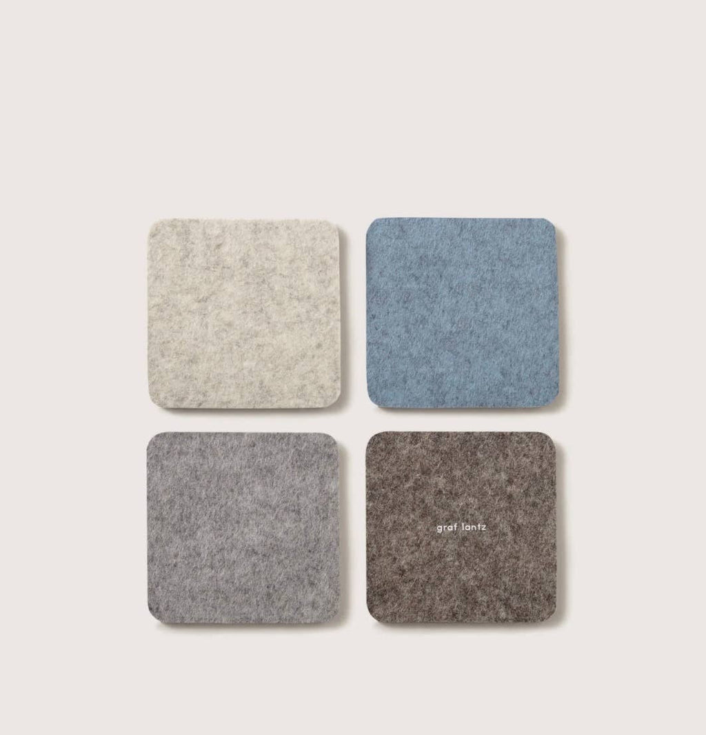 Bierfilzl Merino Wool Coasters – Square Cobblestone | Set of 4