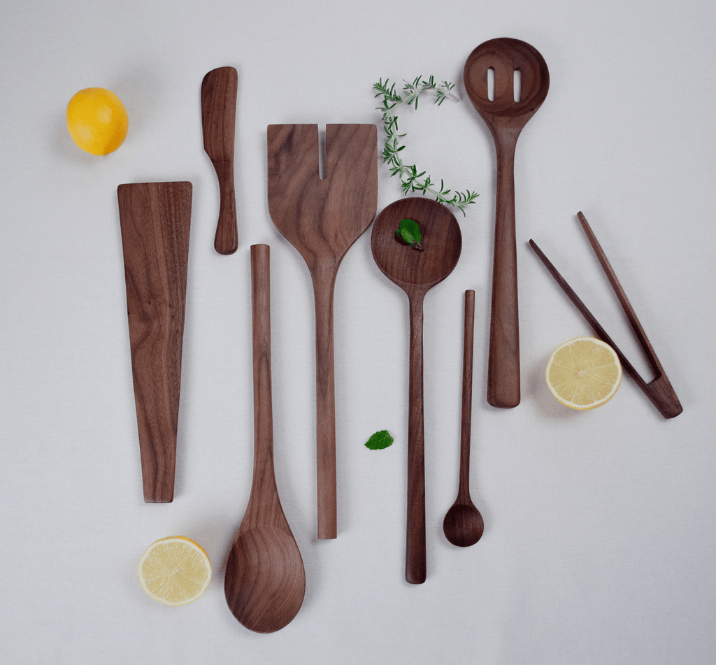 12’’ Walnut Wooden Round Spoon - Cooking & Baking Utensil