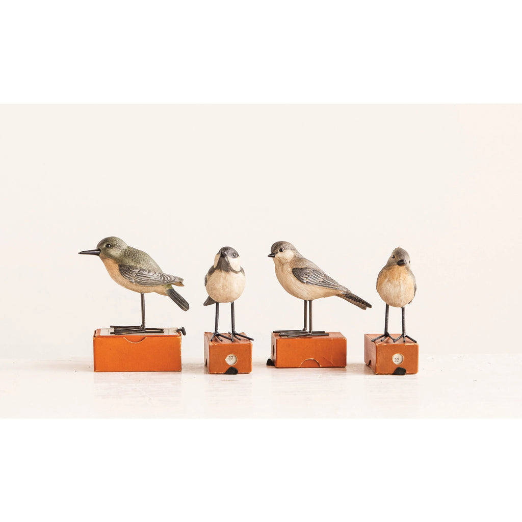 Decorative Resin Bird with Metal Feet — 4 Styles