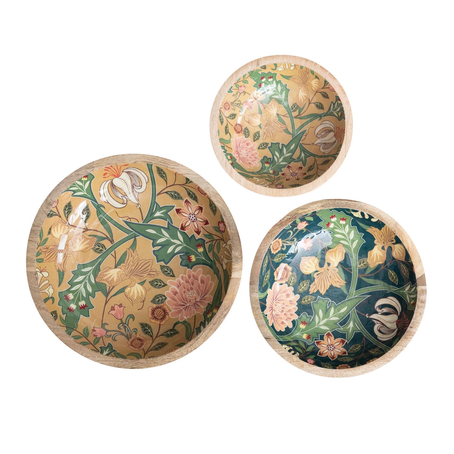Decorative Enameled Mango Wood Bowl