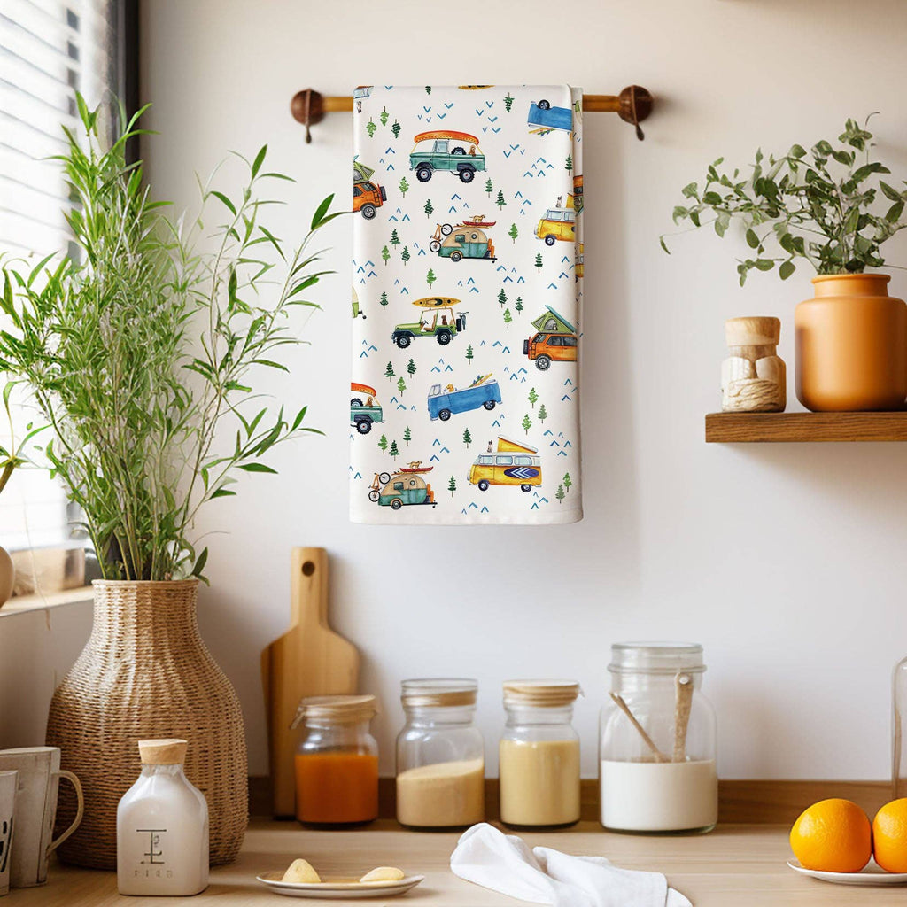 Camping Trucks & Outdoorsy Dog Tea Towel
