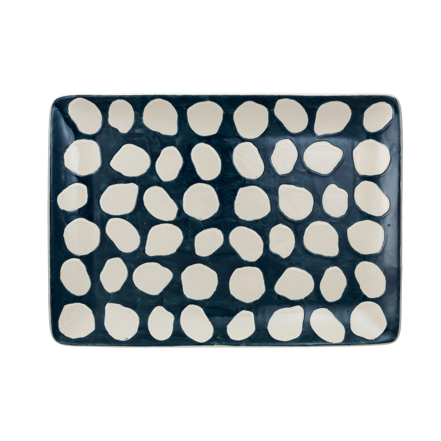 Hand-Painted Stoneware Platter w/ Wax Relief Dots