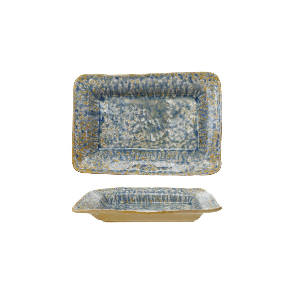 Stoneware Serving Dish, Reactive Crackle Glaze (Each One Will Vary)