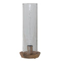 Mango Wood Taper Holder with Hammered Glass Hurricane, Natural, Set of 2