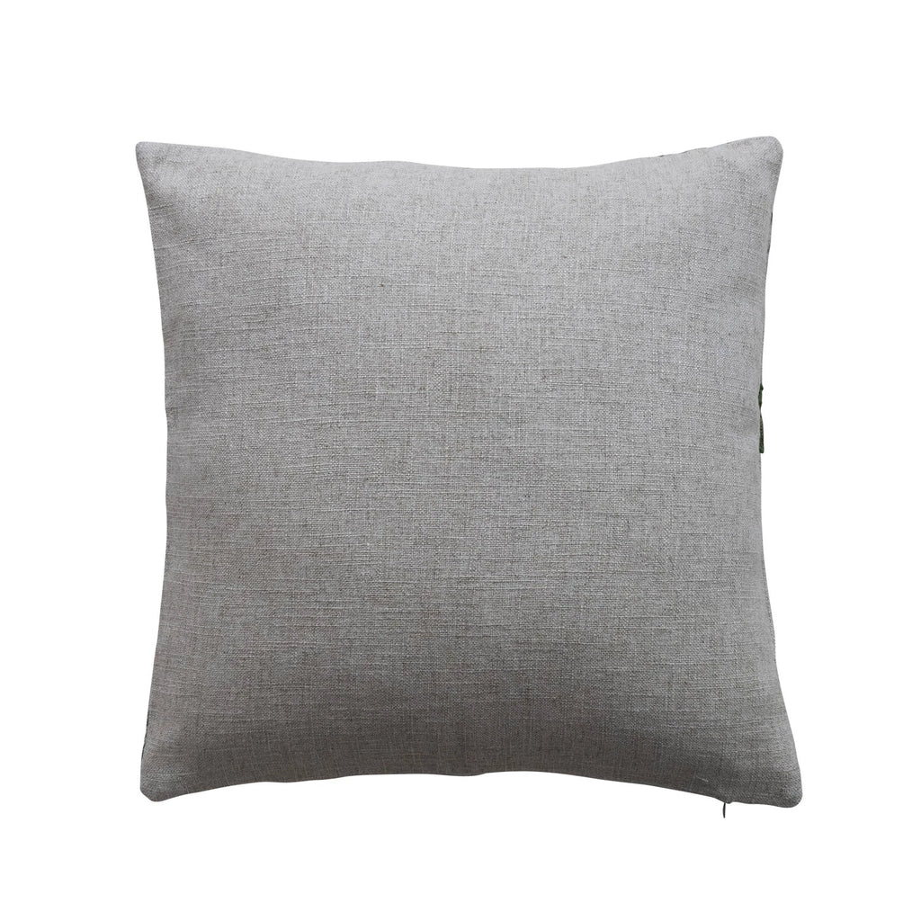Linen Blend Pillow with Dragonfly, Botanicals & Embroidery – Multicolor | 20”