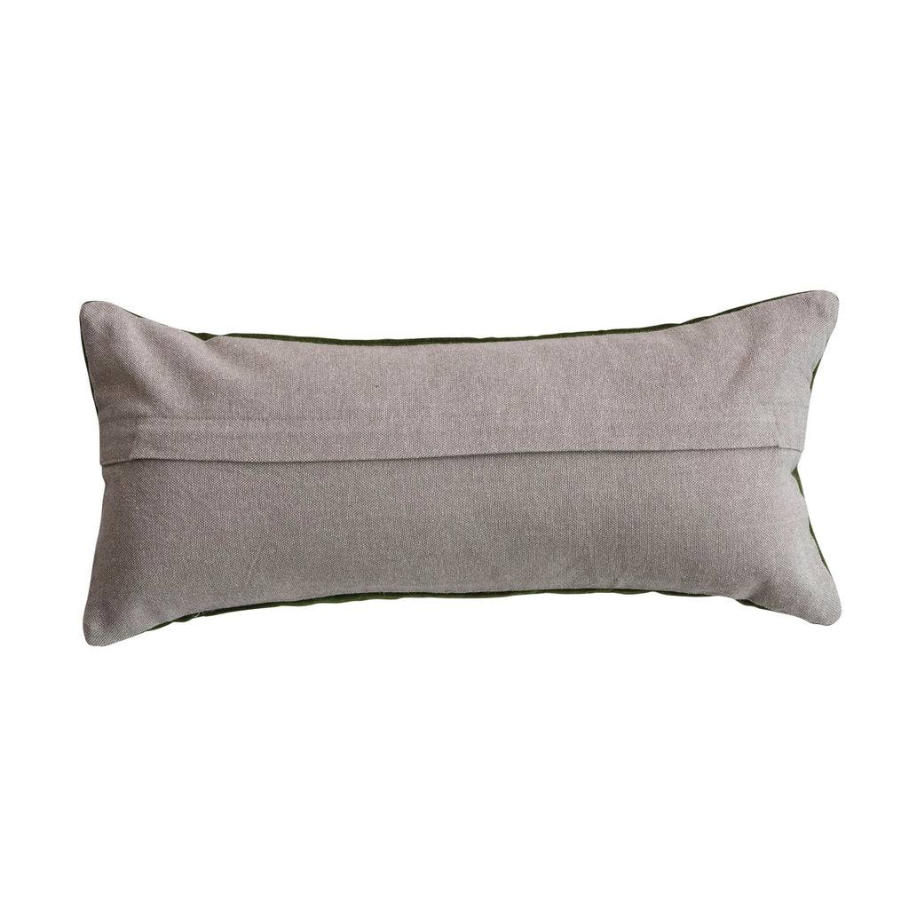 Cotton Velvet Lumbar Pillow with Embroidered Butterflies – Multicolor