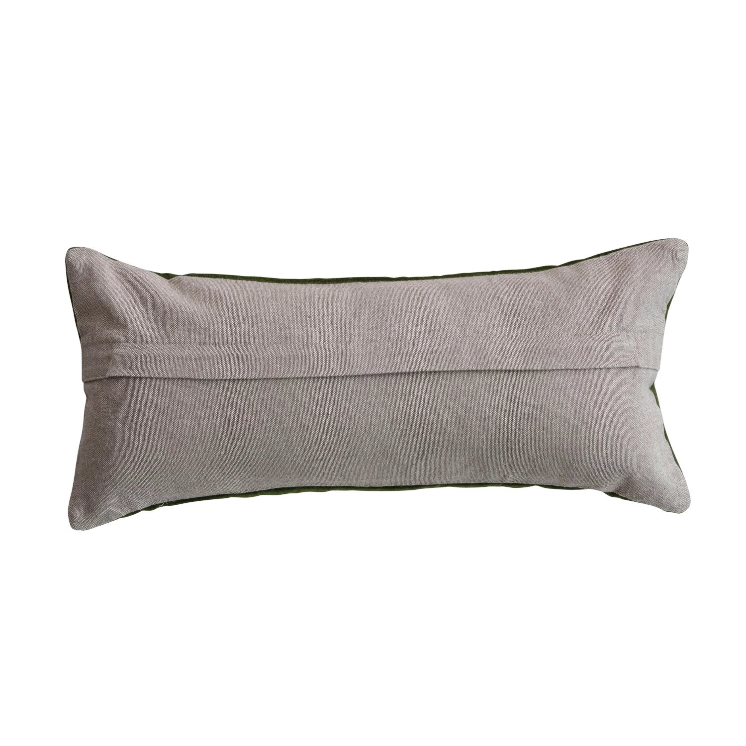 Cotton Velvet Lumbar Pillow with Embroidered Butterflies – Multicolor