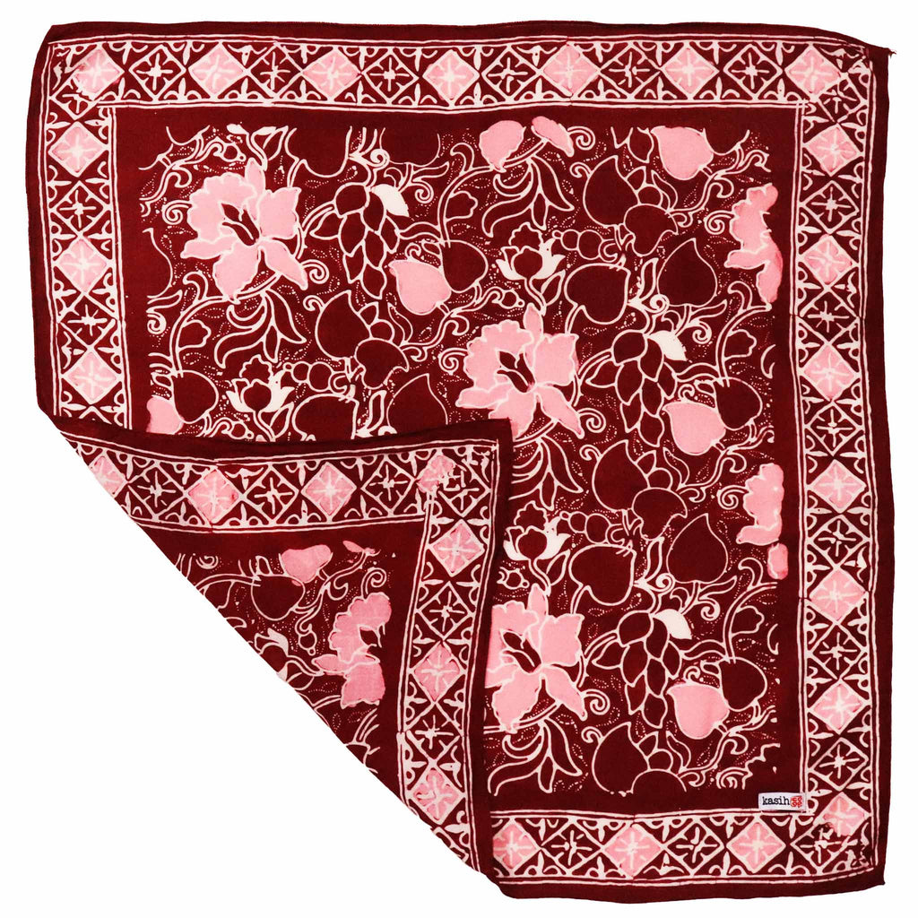 Ruby Bloom Batik Bandana — Red & Pink