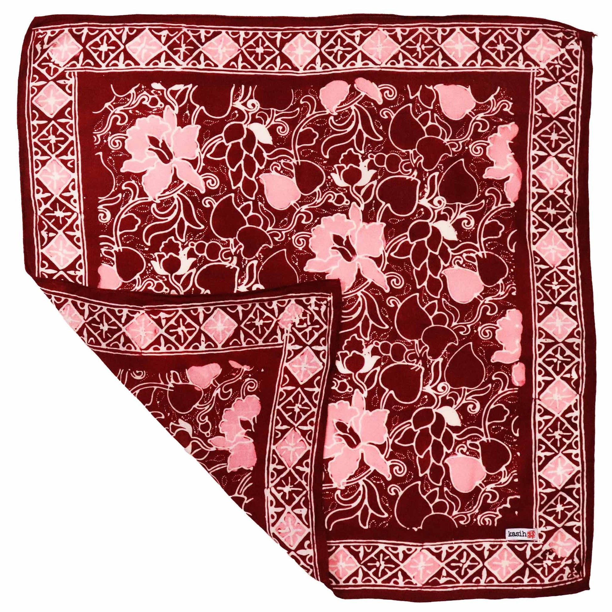 Ruby Bloom Batik Bandana — Red & Pink