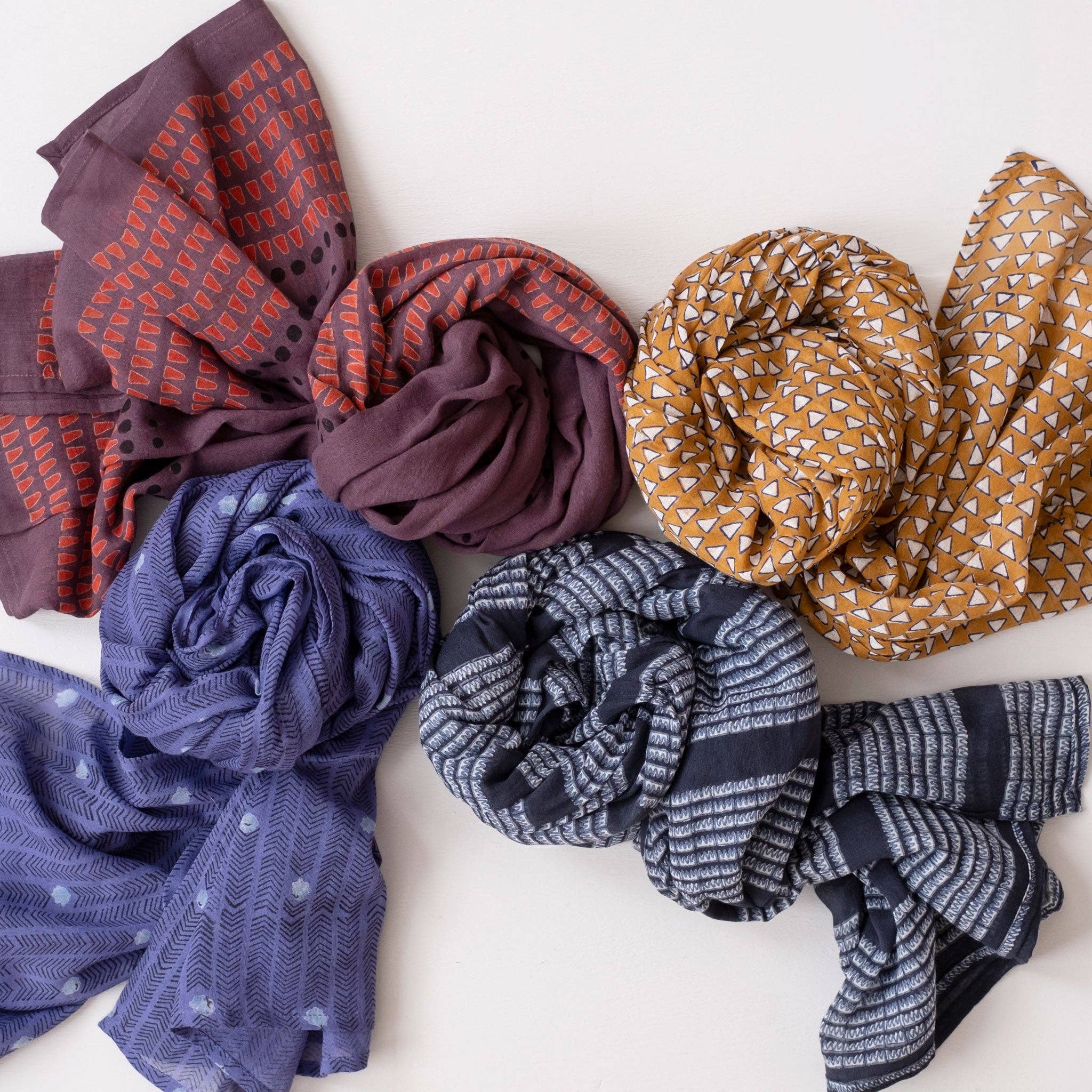 Dolbi Navy Block Printed Scarf