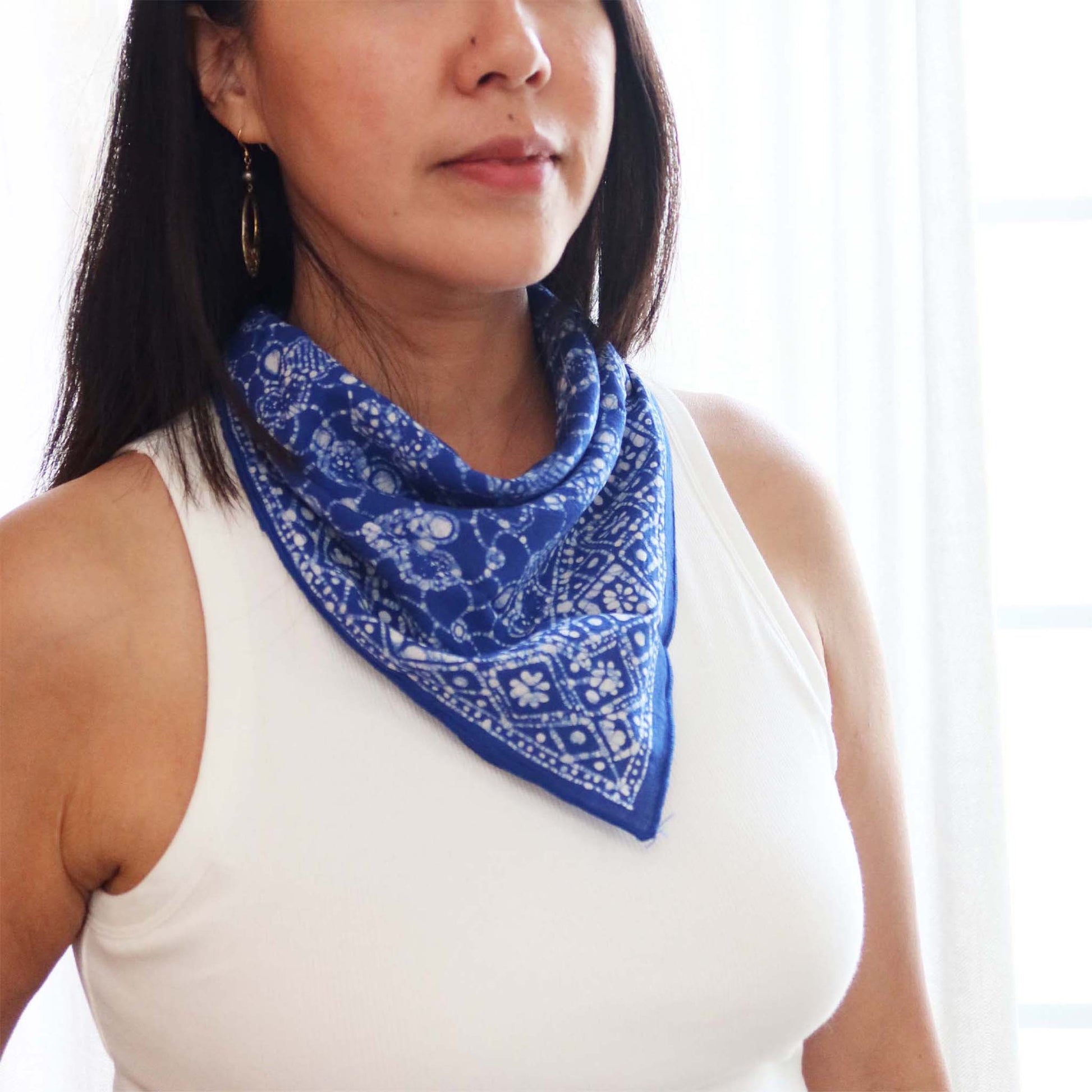 Batik Bandana – Blue White | Boulder Pattern